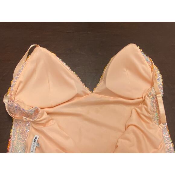 Plus Size Iridescent Champagne Rose Gold Sequin Mini Dress 3X Party New Years - Picture 7 of 10